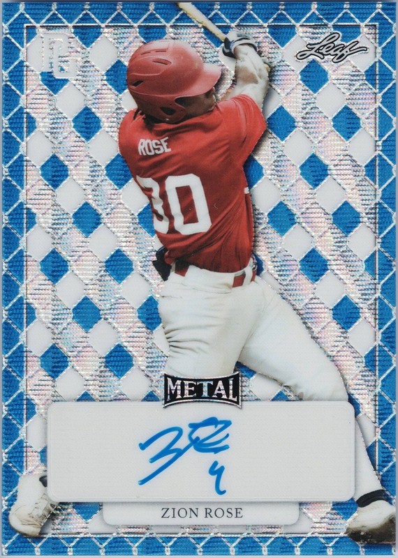 2022 Leaf Metal Perfect Game - Metal Auto Blue Wave Proof #MA-ZR1 Zion Rose 1/1