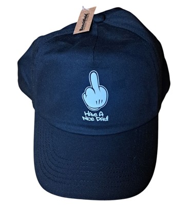 Beechfield Have A Nice Day  - Design Classic Cap Schwarz Rip Strip Verstellbar