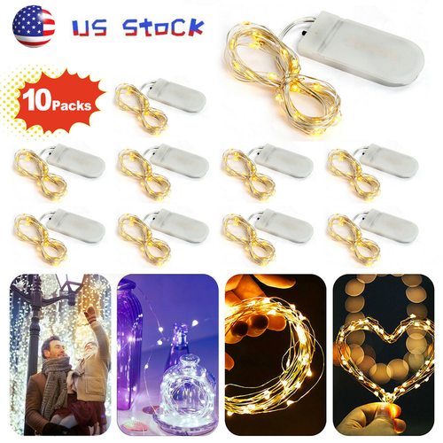 10 pack 20LED Fairy String Lights Button Cell Powered Copper Wire Mini Light 2M eBay