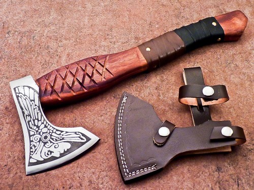 HAND FORGED CARBON Steel Axe/Hatchet Engraved Bearded VIKING AXE TOMAHAWK Axe 76