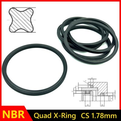 Premium NBR Quad Ring X-Ring Oil Seal CS 1.78mm ID 2.9-133mm Nitrile Rubber 