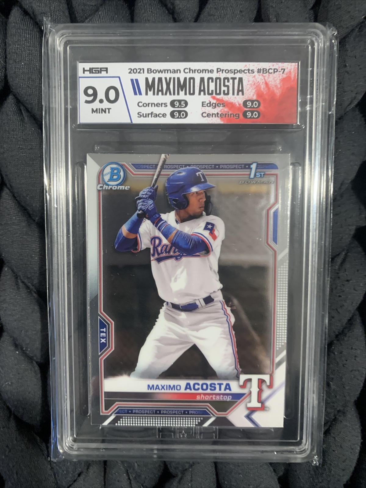 Maximo Acosta 2021 Bowman Chrome Prospects #BCP-7 HGA Graded 9.0 Texas Rangers