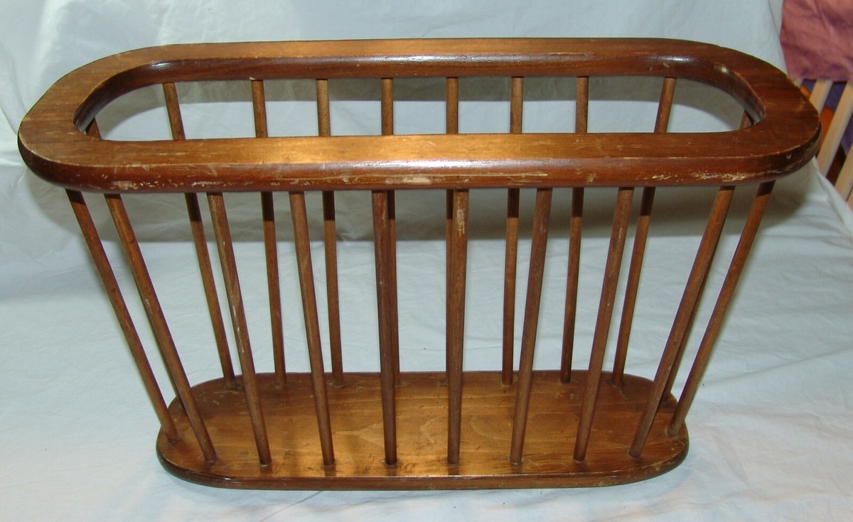 Cornwall Wood Wooden Magazine Rack Holder Vtg MCM Mid Century