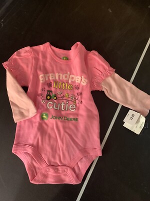 Baby Girls Long Sleeve John Deere One-piece, Included, 3/6