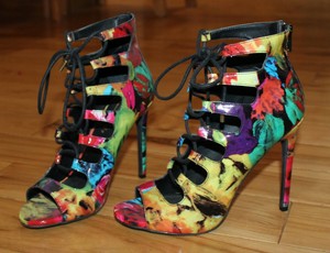 colorful lace up heels