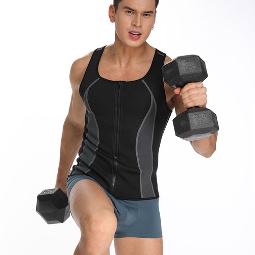Men Neoprene Sauna Sweat Vest Top Body Shaper Waist Trainer Fat Burn Shapewear - Picture 32 of 38