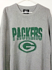 Green Bay Packers Sweater Gray Crewneck Cotto...
