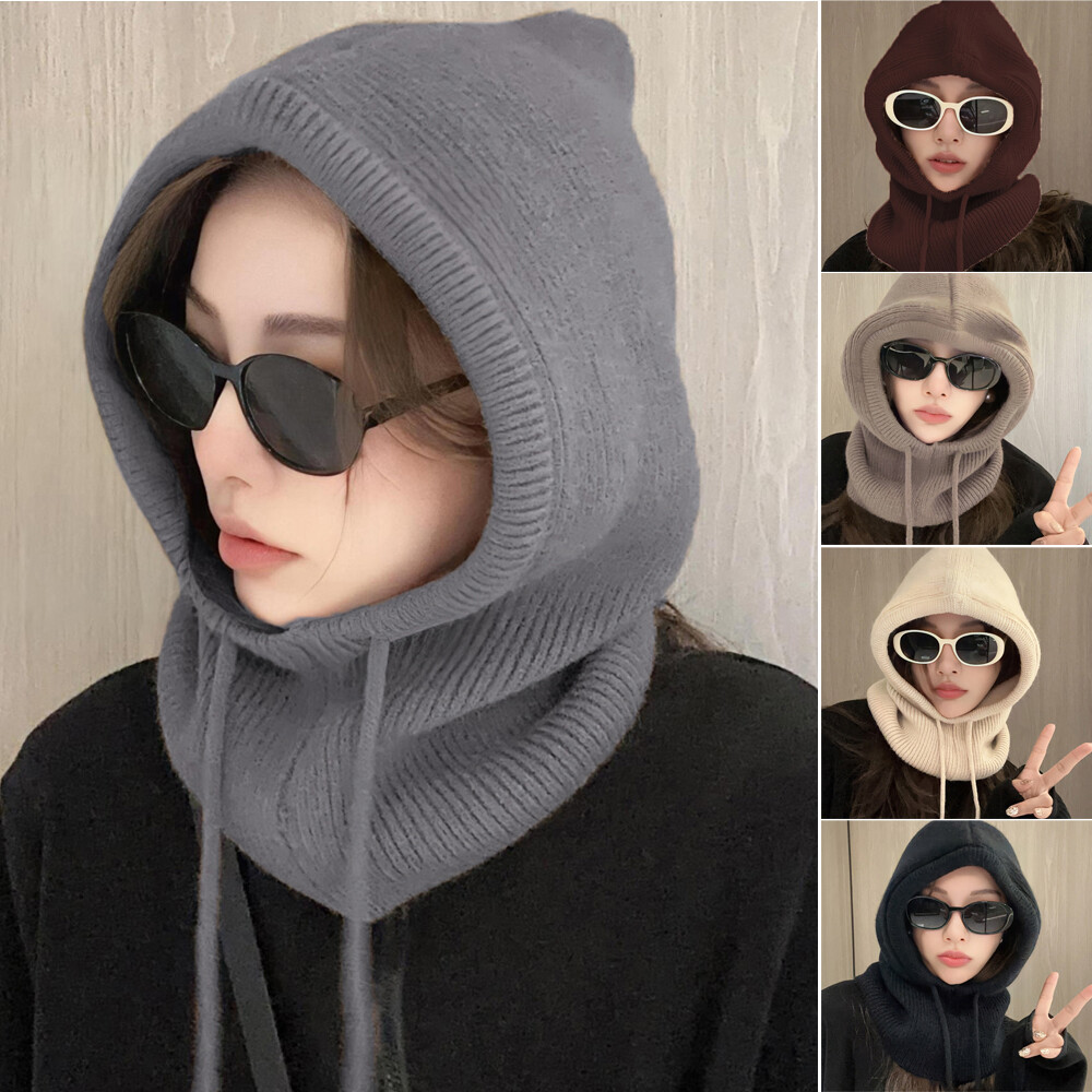 Winter Balaclava Hats Unisex Knitted Hooded Caps Outdoor  display picture 1