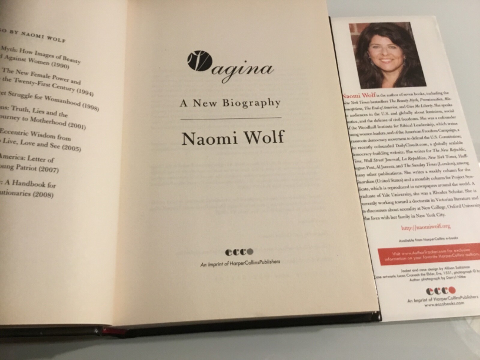 Vagina: A New Biography by Dr. Naomi Wolf 1st Print 2012 HC/DJ Harper ...
