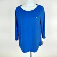Rafaella Women's 3/4 Sleeve Tops Size Small Blue NWT TH17