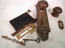 Antique Kd Cast Brass Door Knob Set Reading Plate Lock Thumb Turn And Key 899 Antique Kd Cast Brass Door Knob Set Reading Plate Lock Thumb Turn And Key 899