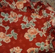 1 Ralph Lauren ELENA Ruffled Euro Sham Fleur Des Lis Red Roses