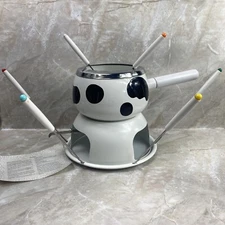 Vintage Cow Pattern Fondue Set Copco Wilton