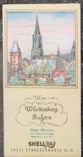 Shell karta uliczna 1939 nr 19 Wirtembergia Bawaria Stuttgart Augsburg Ulm Kempten