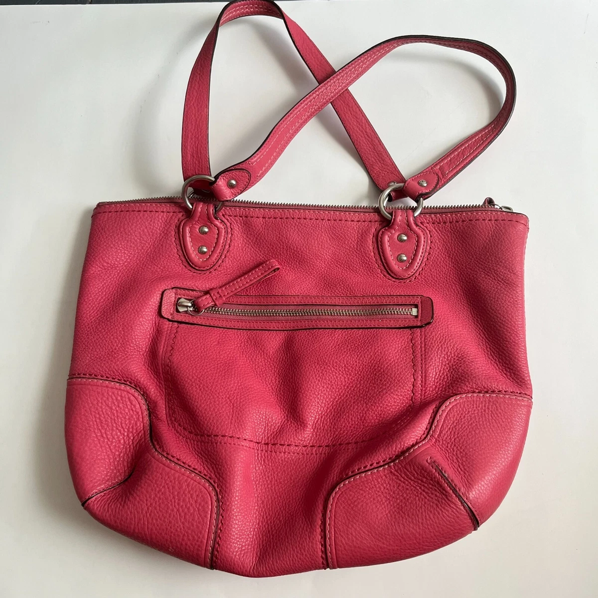 Coach M1220 23441 Poppy Rose Pink Pebbled Leather Handbag Tote