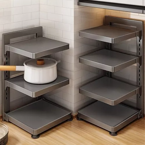 3-layer Adjustable Pot and Pan Organizer Rack Heavy-duty Cabinet Rack Under Sink - Picture 3 of 7