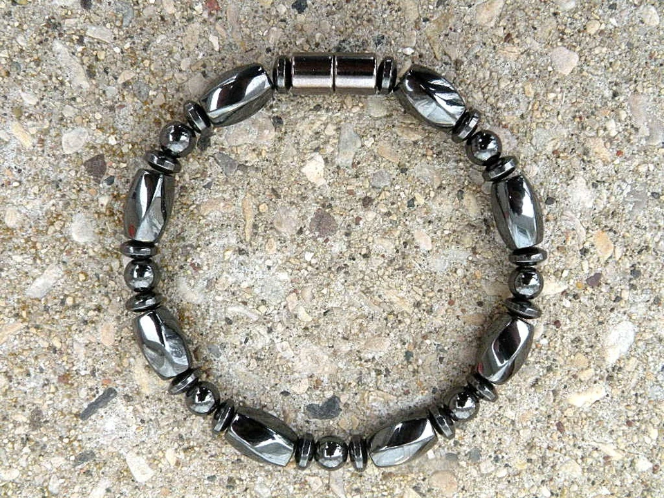 Brazalete de curación de hematita 100 % magnético negro tobillera 1 fila 9 mm AMPLIO terapia Foto 3 de 4