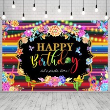 Mexican Birthday Party Decorations-Fiesta Theme Happy Birthday Backdrop