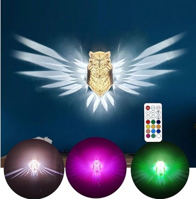 Magical 3D Animals Owl wall Lamp LED Illusion Night Light RGB Remote Control 
