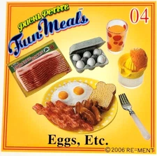 Re-Ment Fun Meals #4 EGGS, ETC. Bacon, OJ, Sausage, Toast Breakfast Barbie