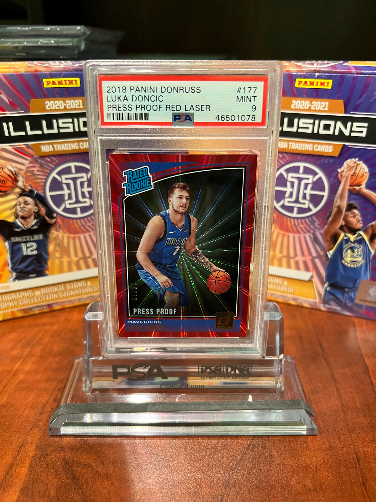2018-19 Donruss LUKA DONCIC Press Proof Red Laser Rookie SP /99 - PSA 9 - POP 15