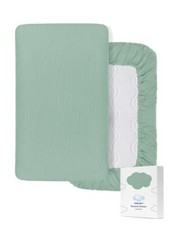 Light Green Bassinet Mattress Sheets Muslin Bassinet Sheet 32"x16" for Rectan...