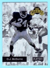 1993 Playoff O.J. McDuffie Rookie Card #307 RC Miami Dolphins Penn State. rookie card picture