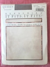 Vtg Berkshire Queen Control Top Pantyhose NU GREY It Fits It Fits Size 1X-2X