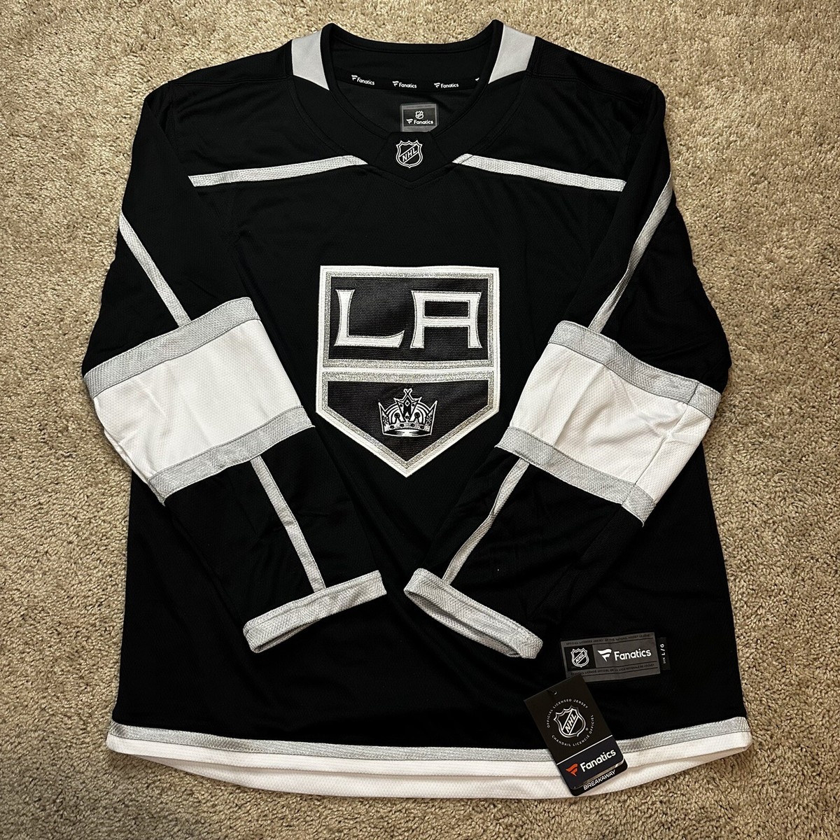 NWT Fanatics Breakaway NHL LA Kings Home Black Hockey Jersey Mens Large  02/2018