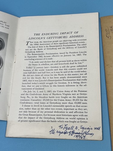 Dr. Herman Blum Signed Pamphlet Impact of Lincoln's Gettysburg & More 1963 - Picture 4 of 7