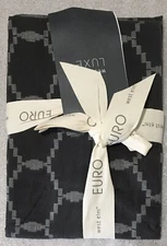 West Elm Luxe Sham Arabesque Charcoal Euro Format Pillow Case 100% Cotton NEW