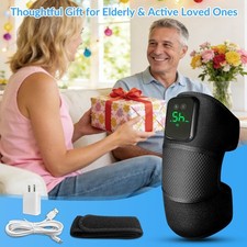 Heated Knee Massager Heat Vibration Pain Relief Compact for Home and Travel Use