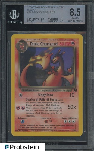 2000 Pokemon Rocket Unlimited Italian #21 Dark Charizard BGS 8.5 NM-MT+