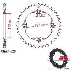 JT Sprocket Steel Rear 520 Pitch 38 Tooth Suzuki LT-R450 QuadRacer (2006-2009)