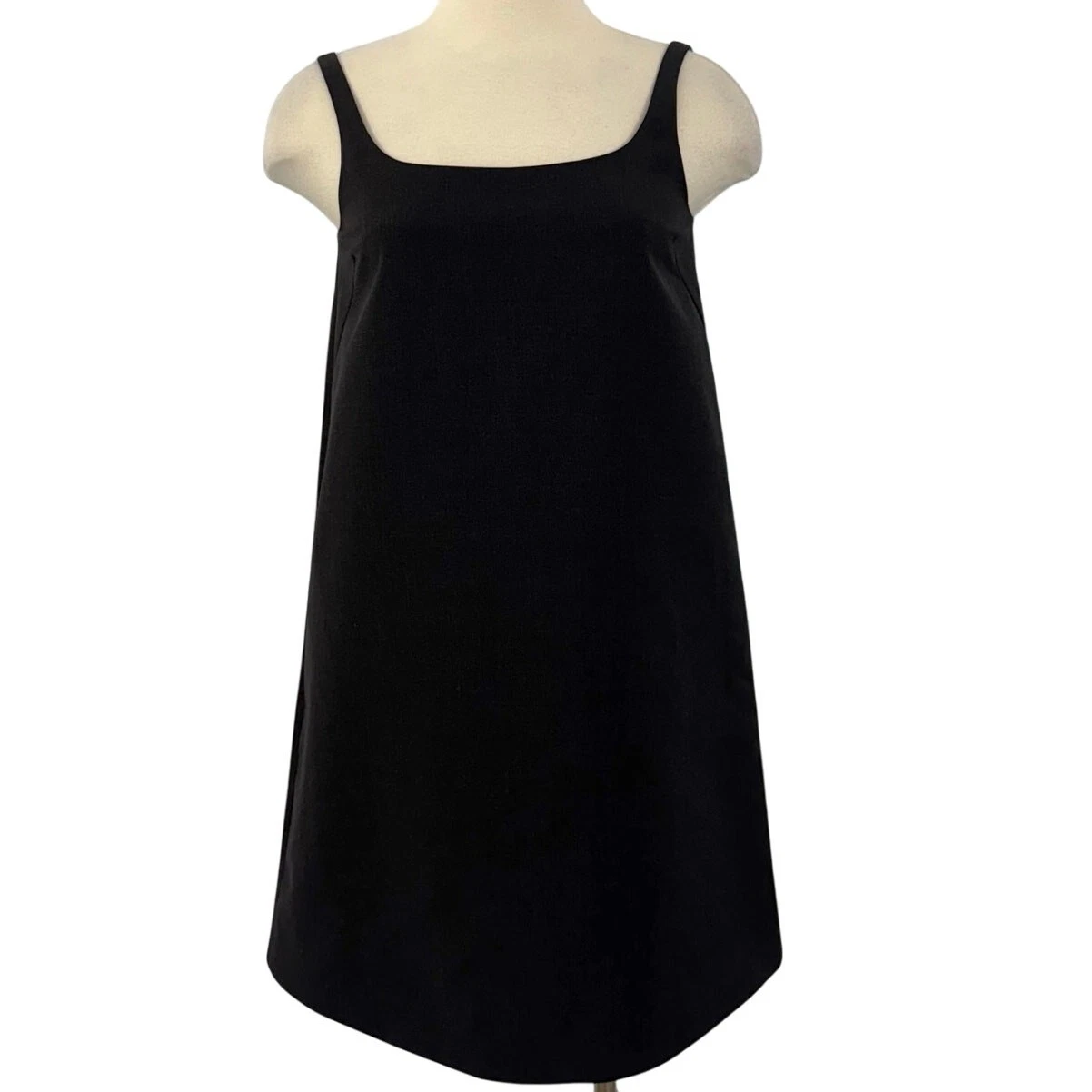 Prada Mini Abito Scollo Quadrato Grigio Scuro Lana Vergine Taglia 36 (US 0 XS)