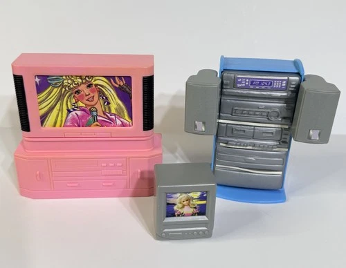 Vintage Barbie Home Entertainment Center Stereo TV Doll Furniture Matell