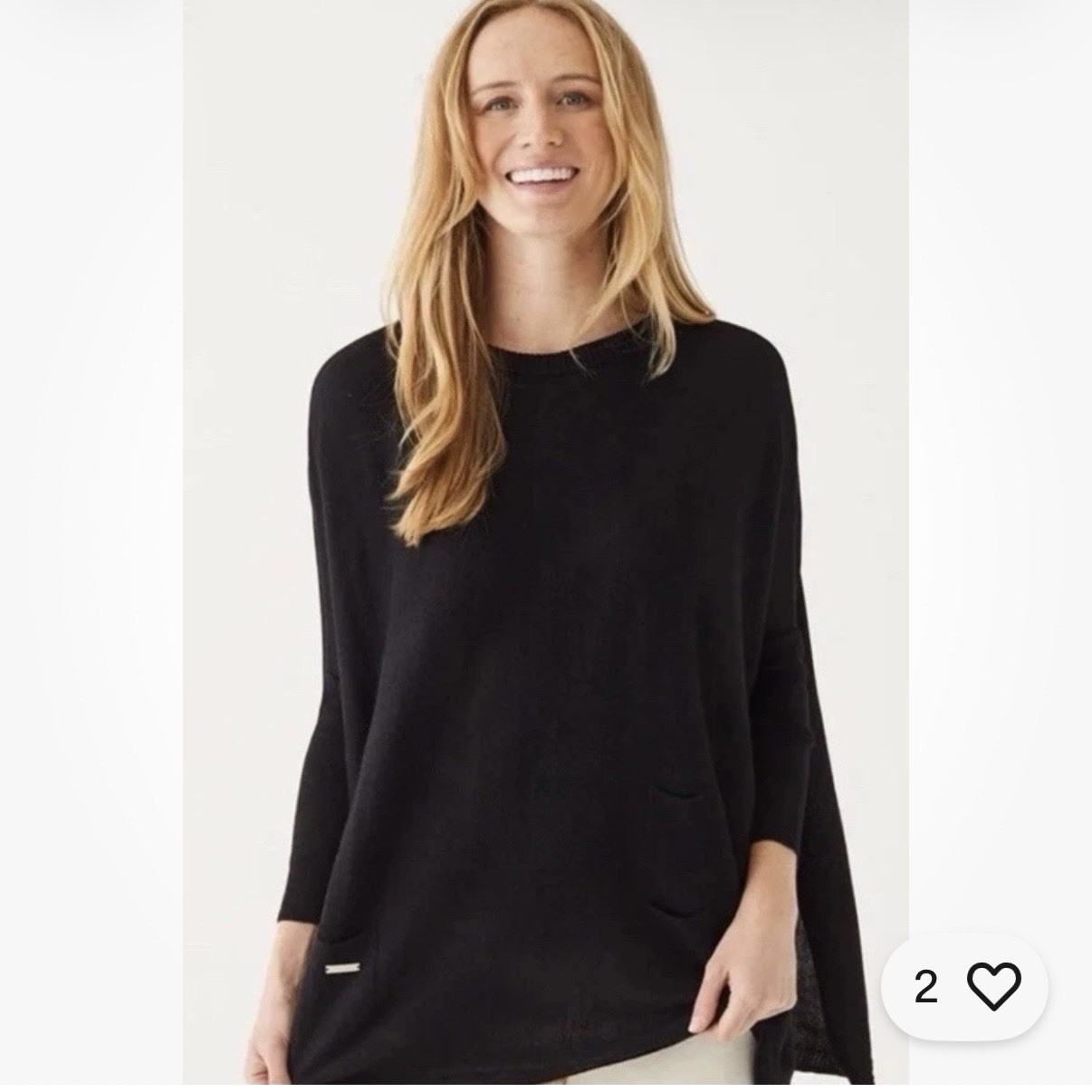 Mersea Womens Oversized Catalina Knit Traveler Sweater One Size Black Minimalist