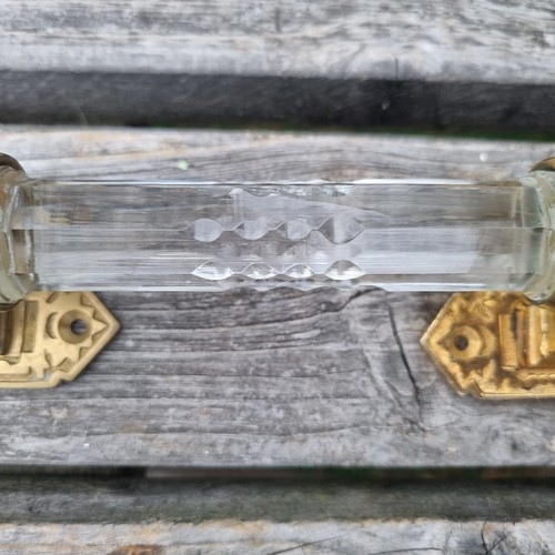 Maniglia barra porta vetro trasparente ottone stile antico recuperata come da ritrovamento - Foto 5 di 16