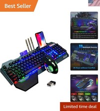 Wireless Gaming Keyboard and Mouse,Rainbow Backlit Rechargeable Keyboard Mous...