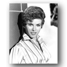 Billie Whitelaw British Actress Wearing Striped Blouse Posing 1955 Vintage Photo