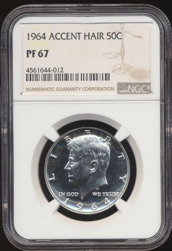 1964 Kennedy Half Dollar NGC PF 67 - Accent Hair