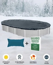 16'x25' Oval Above Ground Winter Pool Cover + 4x8 Air Pillow + Winterizing Kit ^
