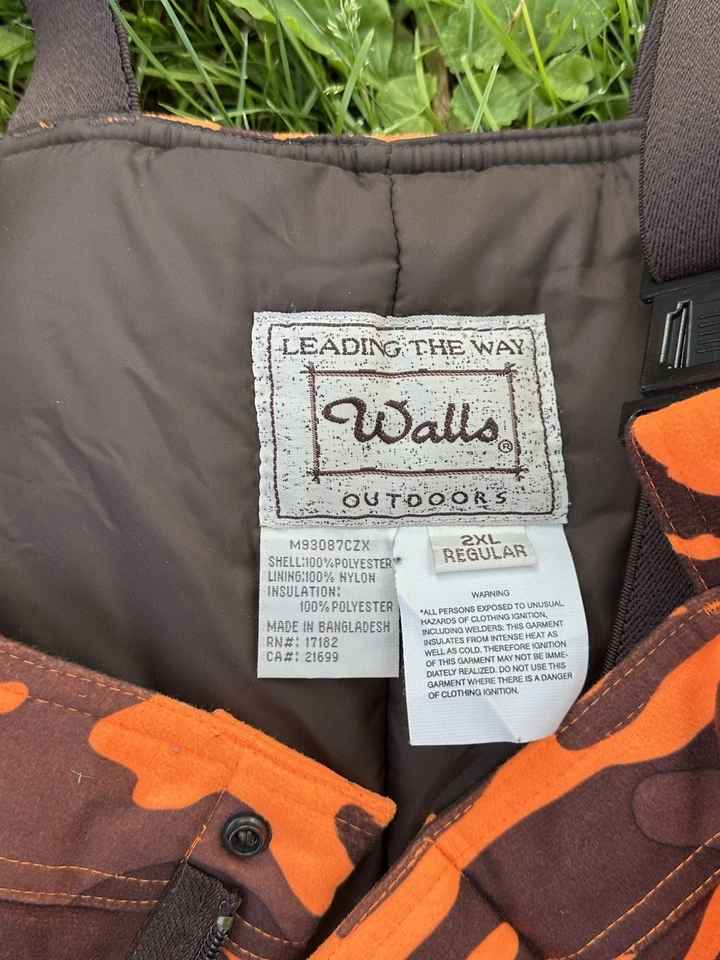 Vintage Walls Outdoors Men’s BLAZE ORANGE CAMO Matching Overalls & Jacket 2XL - Image 4 of 4