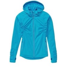 Athleta Half Mile Hoodie Jacket Blue Size Small Reflective Fitted Ruched