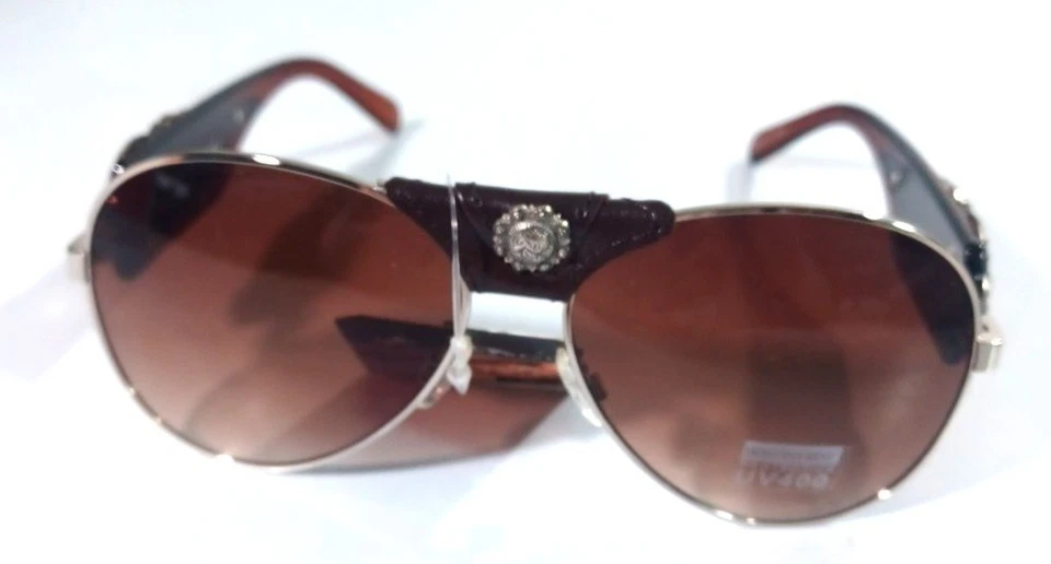 NUEVO CON ETIQUETAS De Colección Montana West Marrón Western Aviator Indian Pluma Gafas de Sol SGS-3713 CF Foto 3 de 4