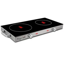 MegaChef Hot Plate Burner Stainless Steel Infrared Countertop Compact Glass Top