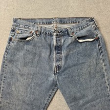 Levis 501 Jeans Mens 36x32 Blue Denim Faded Straight Leg Button Fly USA Adult