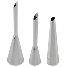 Long Puff Piping Nozzles 3 PCS Stainless Steel Cream Filler Icing Tips Set
