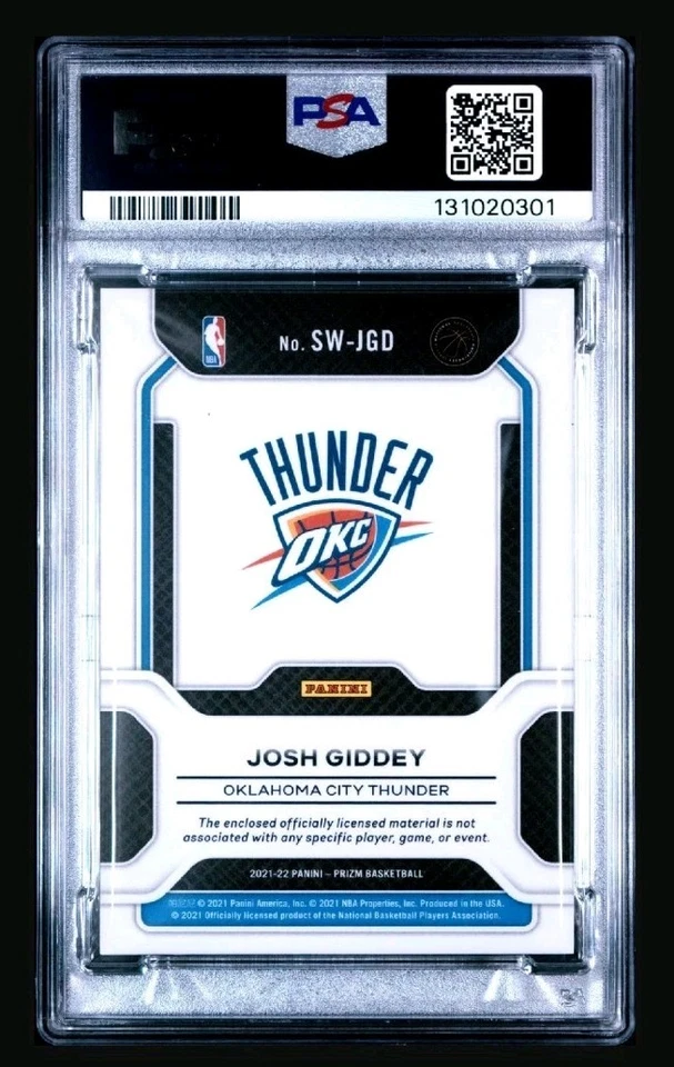 2021-22 Panini Prizm - Sensational Swatches Josh Giddey #SW-JGD (MEM, RC) PSA 9 - Image 2 of 2
