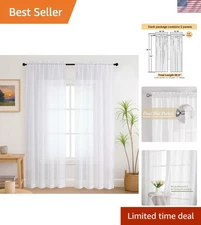 Elegant 84-Inch Pure White Sheer Window Treatments - 2 Panels for Living Room